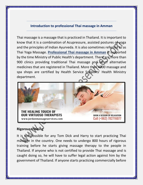 Professional Thai massage in Amman | Jordan Massage Services