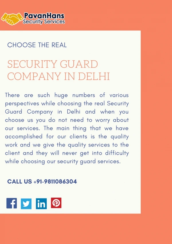 Choose The Real Security Guard Company in Delhi