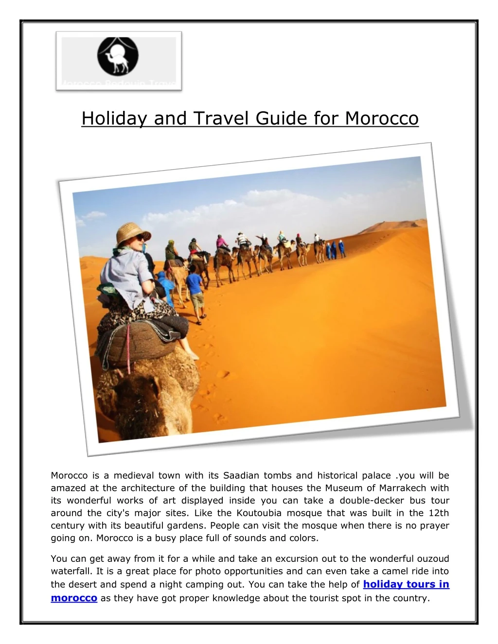 holiday and travel guide for morocco