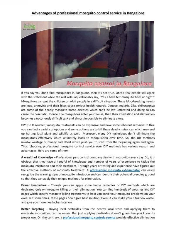 advantages of professional mosquito control