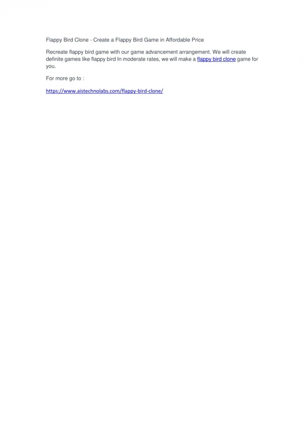 flappy bird clone create a flappy bird game