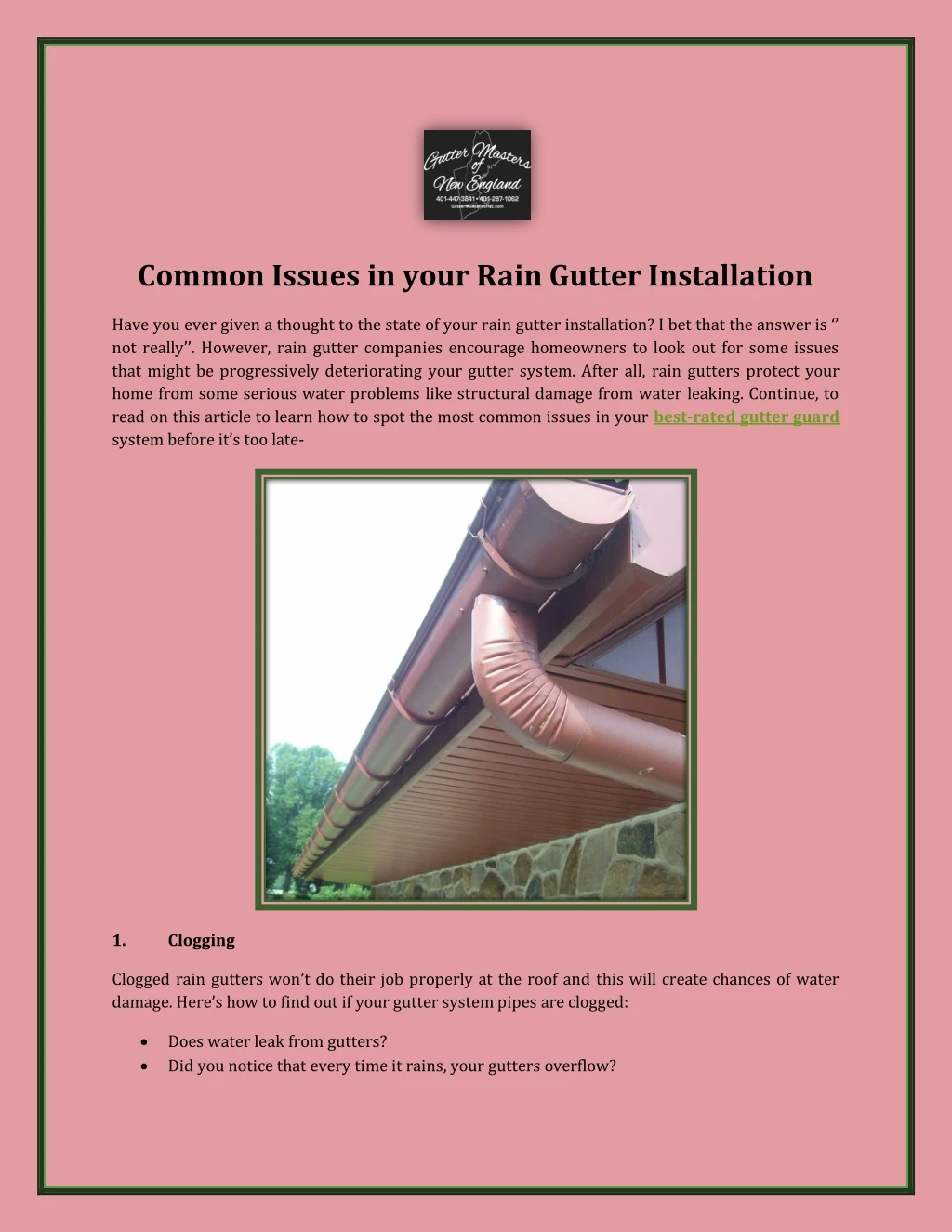 common issues in your rain gutter installation