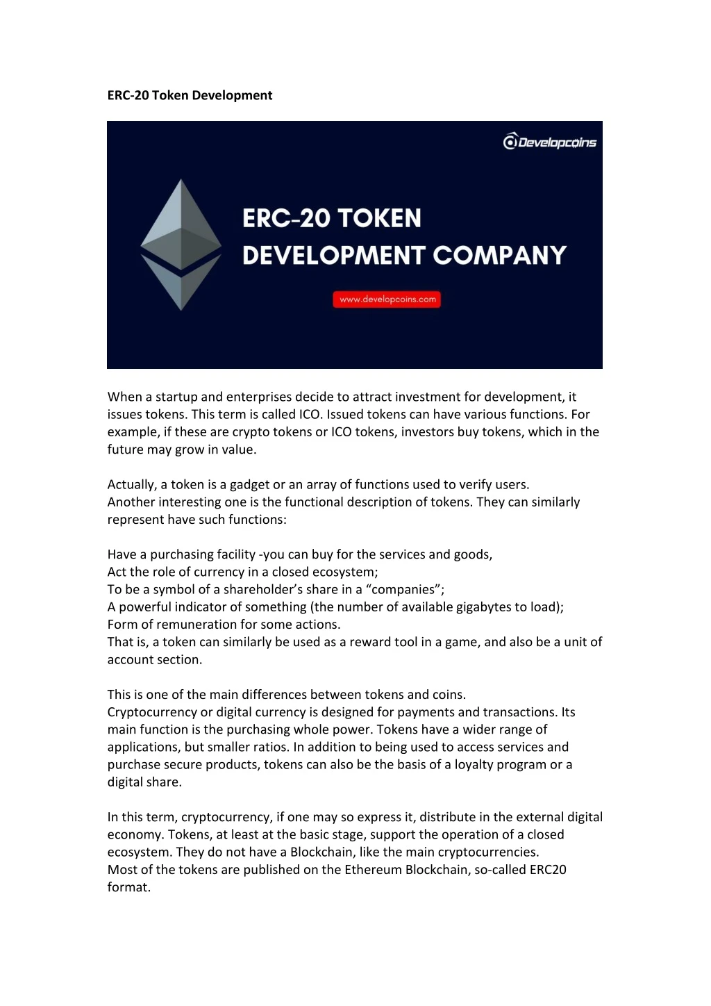 erc 20 token development