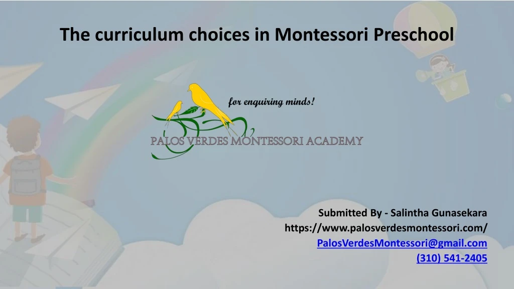 the curriculum choices in montessori preschool