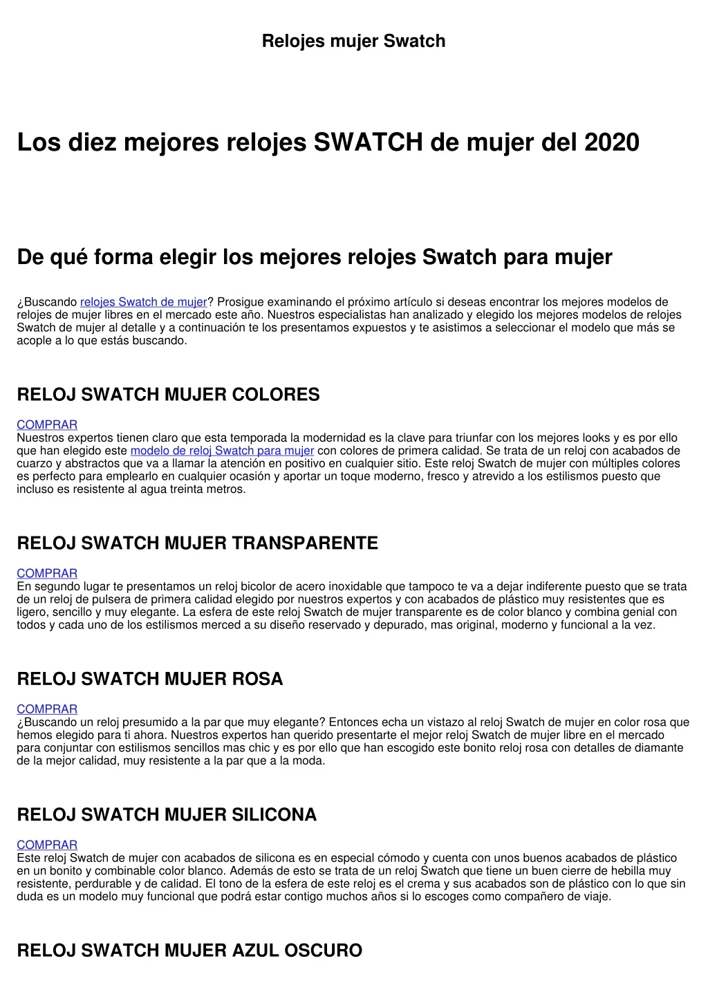 relojes mujer swatch