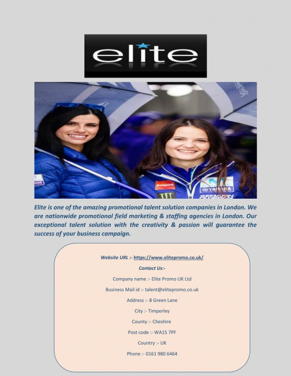 promotion company uk - Elite Promo UK Ltd