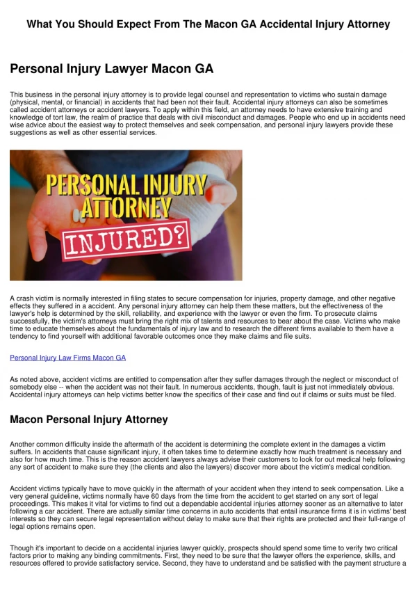 What To Anticipate From The Macon Personal Injury Lawyer