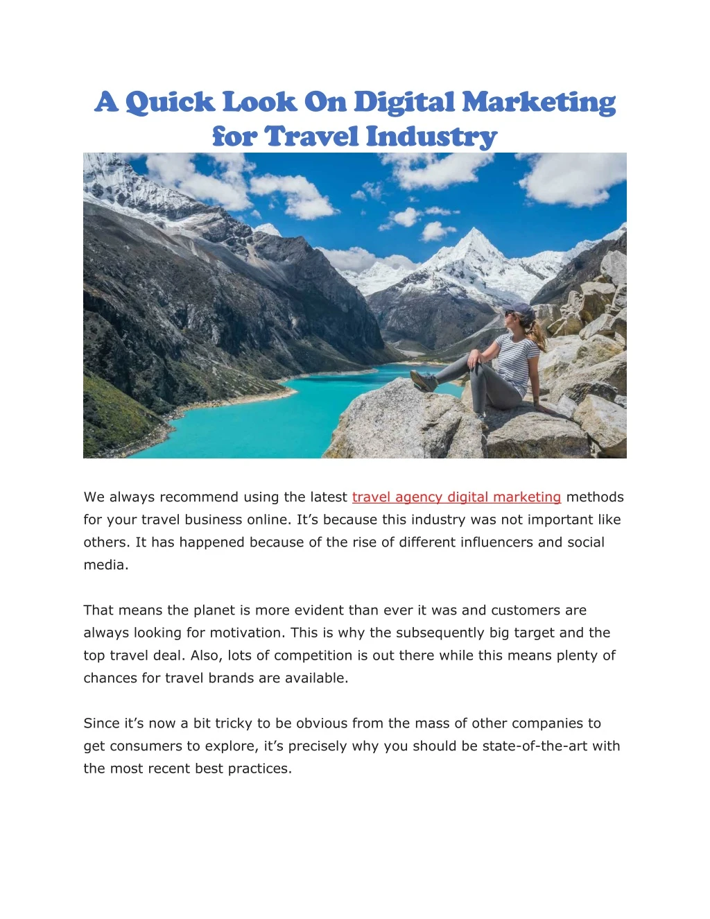a quick look on digital marketing for travel