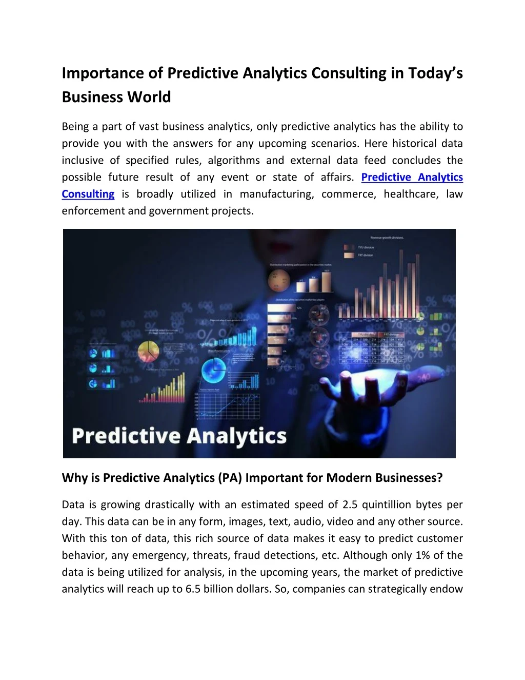 importance of predictive analytics consulting