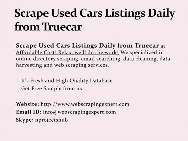 scrape used cars listings daily from truecar