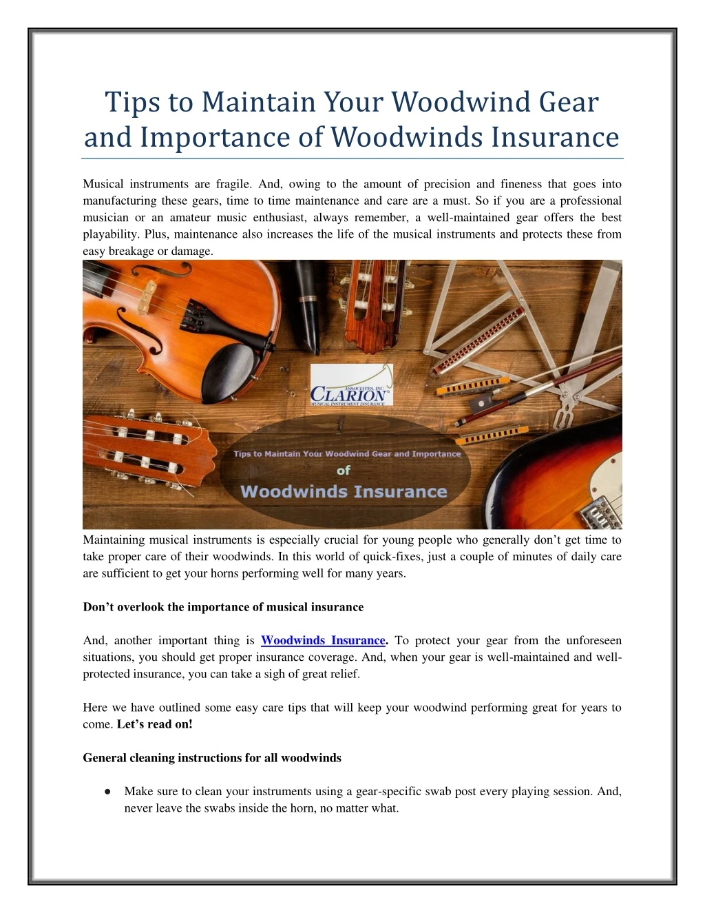 tips to maintain your woodwind gear