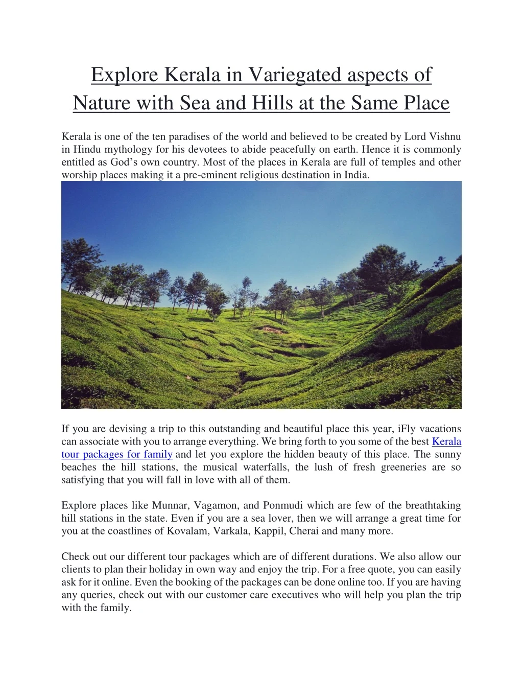 explore kerala in variegated aspects of nature