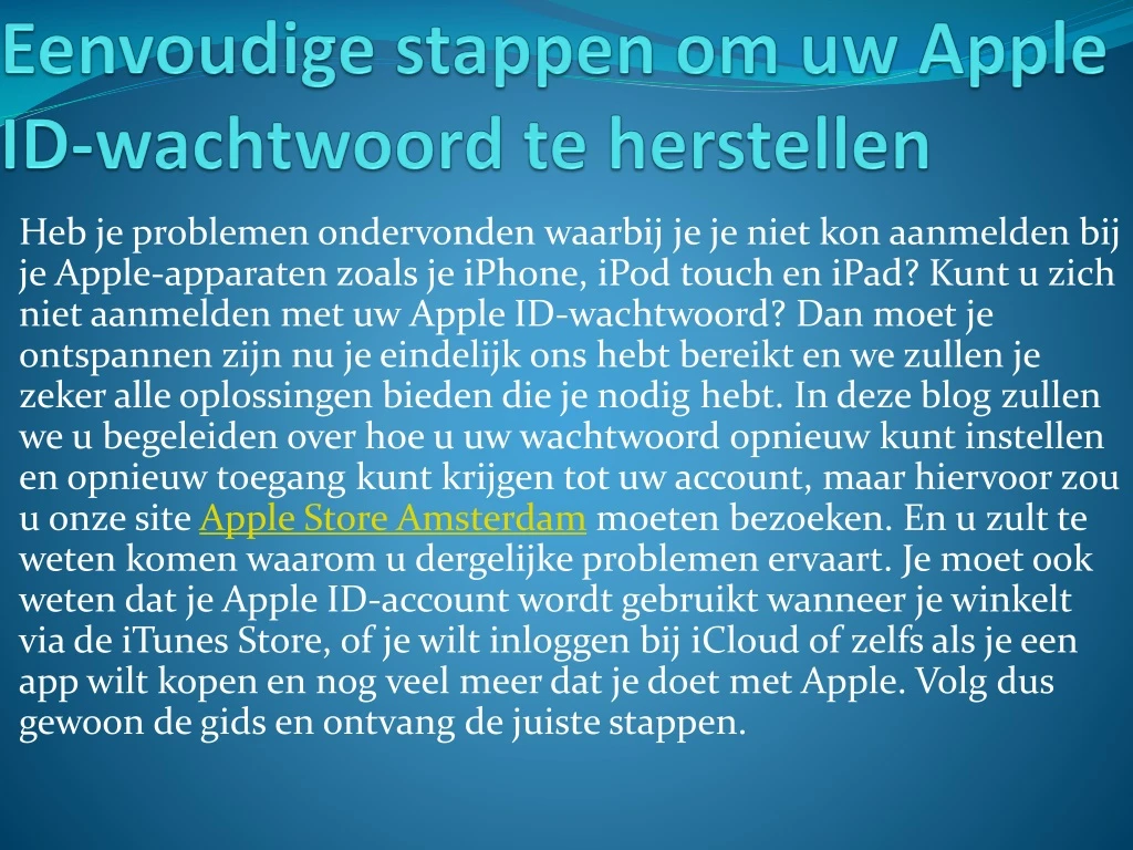 eenvoudige stappen om uw apple id wachtwoord te herstellen