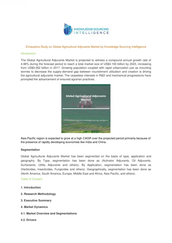 exhaustive study on global agricultural adjuvants