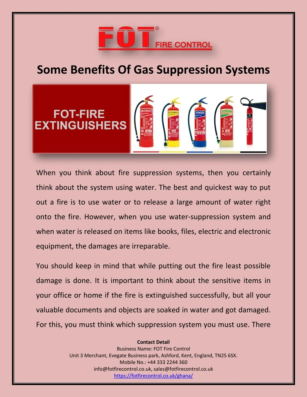 some benefits of gas suppression systems