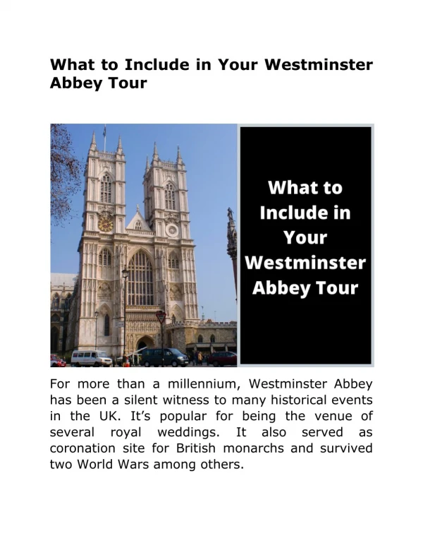 What to Include in Your Westminster Abbey Tour