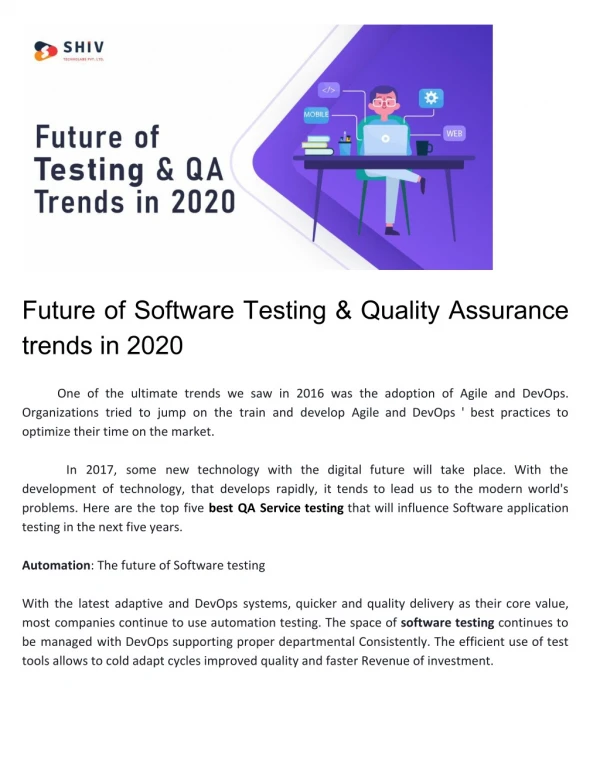 Future of Software Testing & Quality Assurance trends in 2020