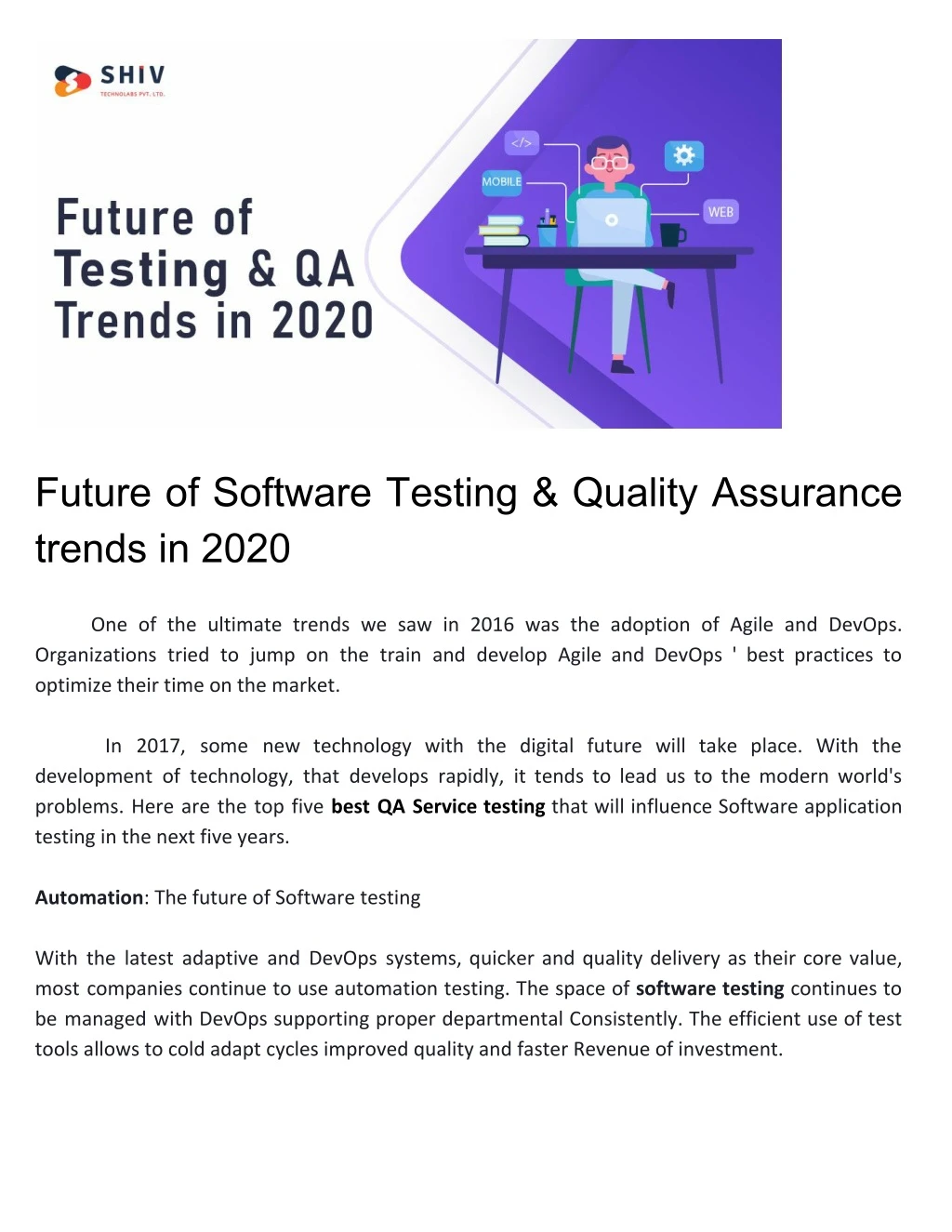 future of software testing quality assurance