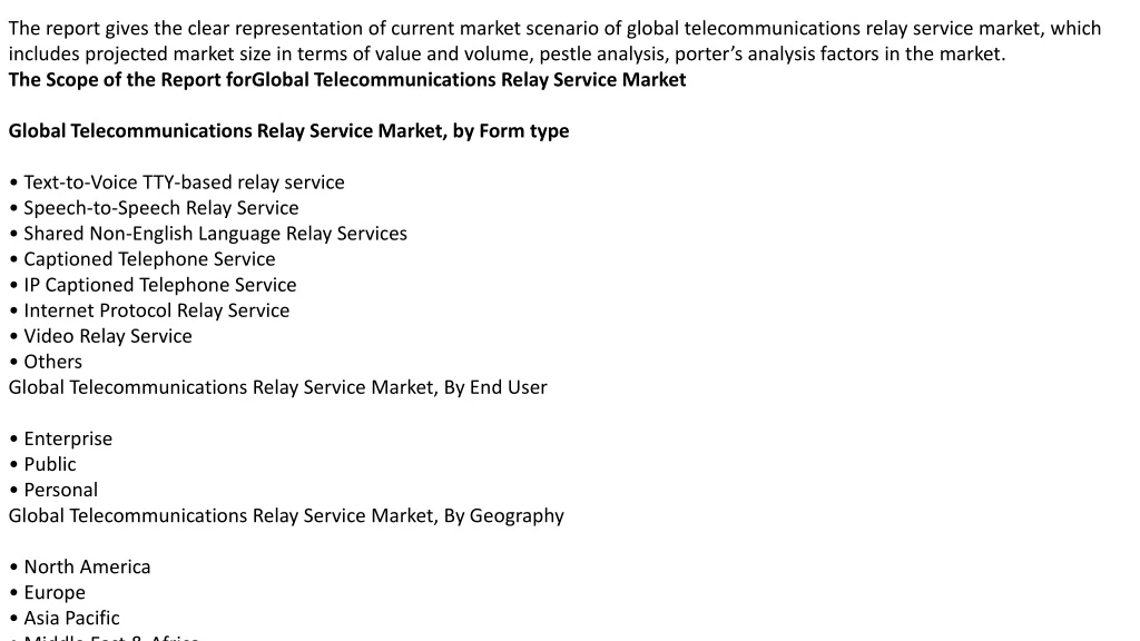 global telecommunications relay service market