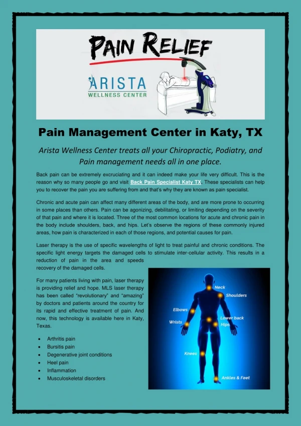 Pain Management Center in Katy, TX