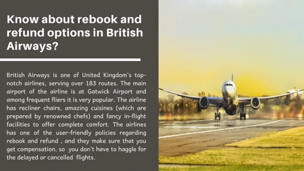 Know about Rebook and refund options in British Airways?