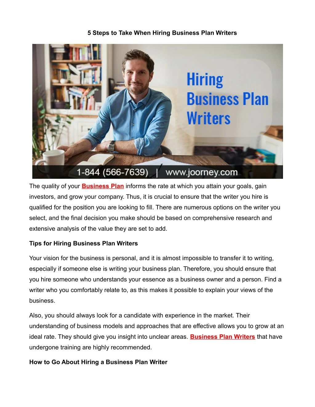5 steps to take when hiring business plan writers