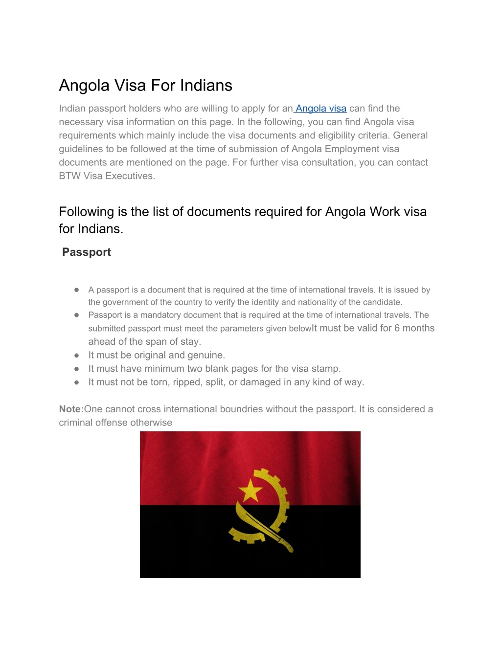 angola visa for indians
