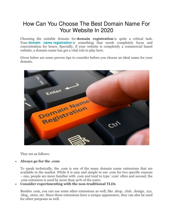 how can you choose the best domain name for your