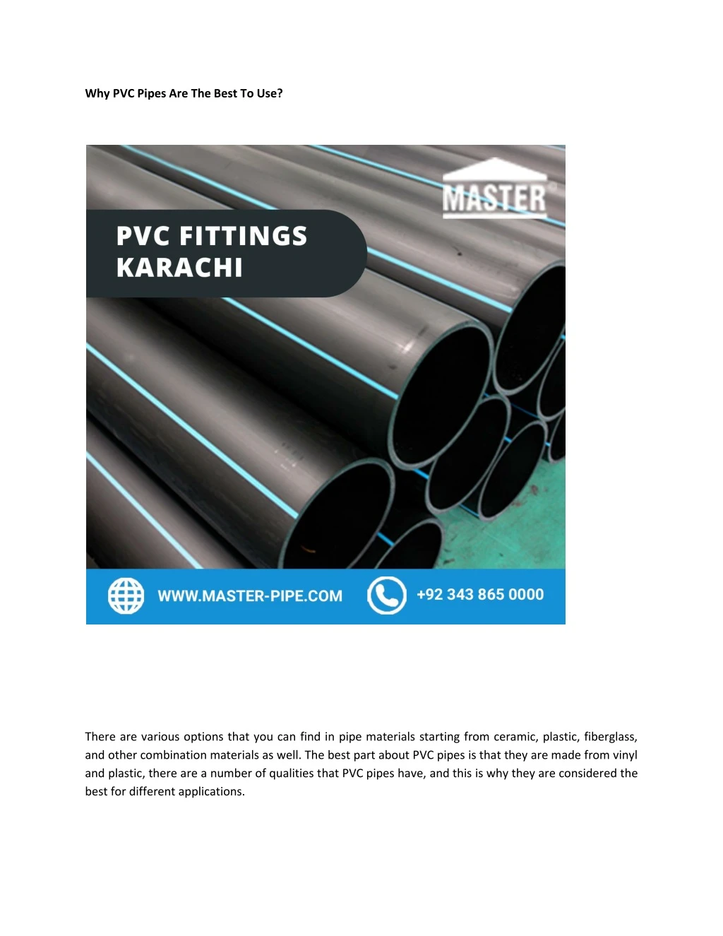 why pvc pipes are the best to use