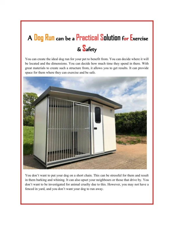 A Dog Run can be a Practical Solution for Exercise and Safety