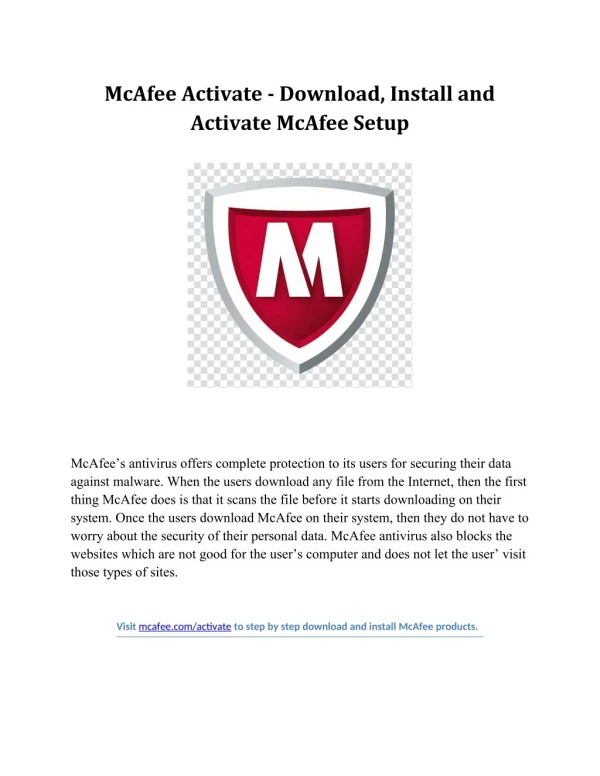 Online Support For McAfee Activate  - www.mcafee.com/activate