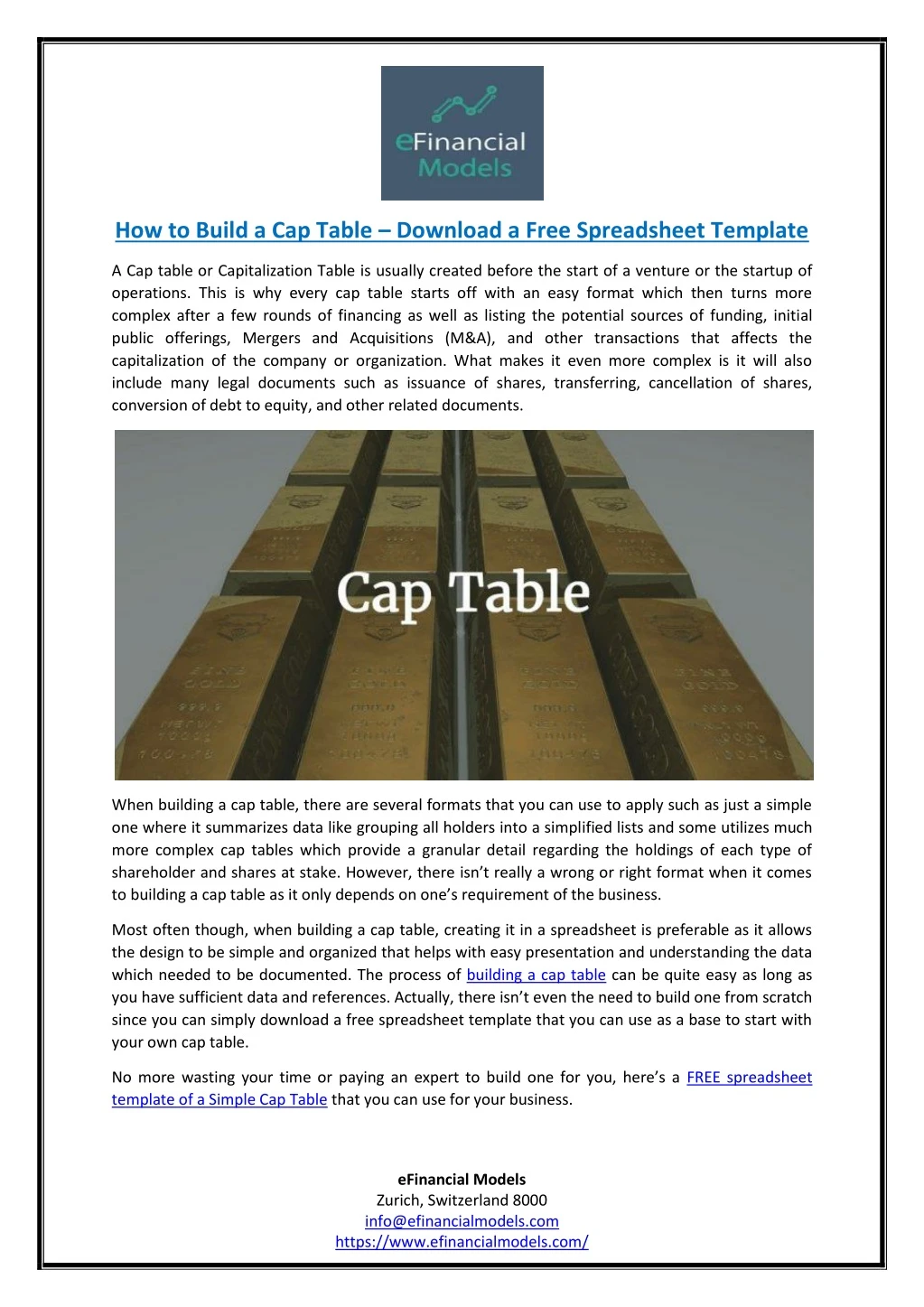 how to build a cap table download a free