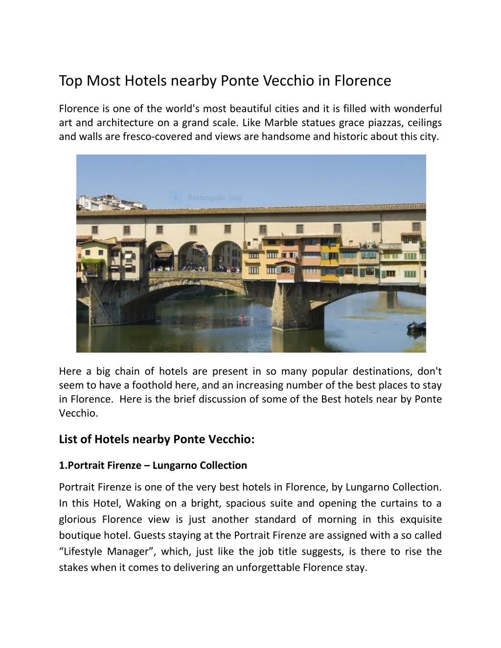 top most hotels nearby ponte vecchio in florence
