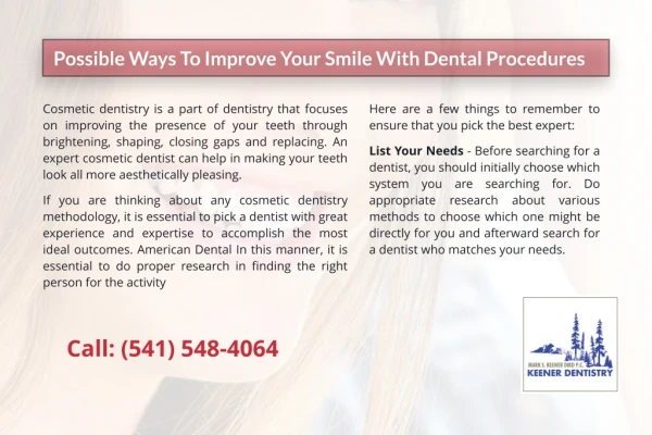 Possible Ways To Improve Your Smile With Dental Procedures