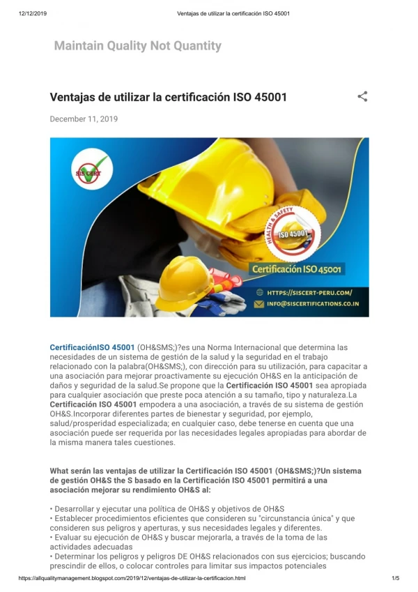 Ventajas de utilizar la certificación ISO 45001
