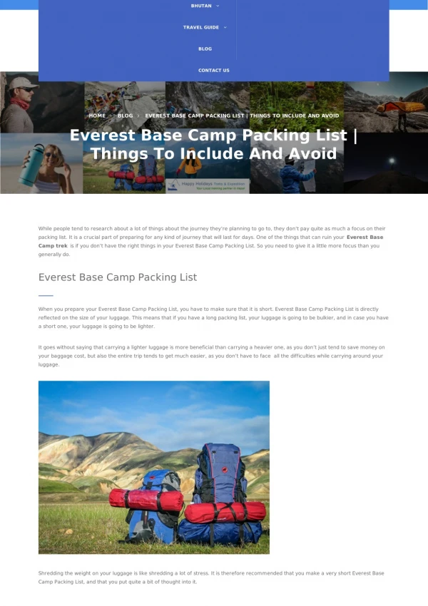 Everest Base Camp Packing List | Things To Include And Avoid