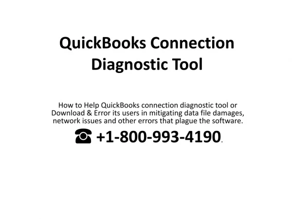QuickBooks Connection Diagnostic Tool Error