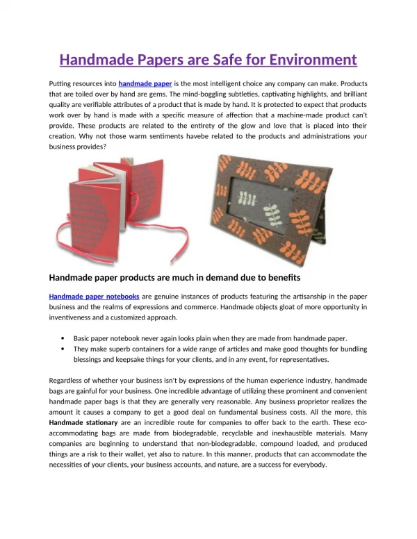 handmade papers are safe for environment
