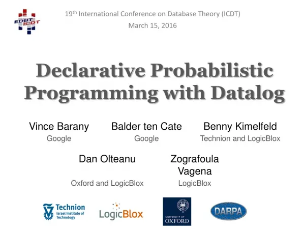 Declarative Probabilistic Programming with Datalog