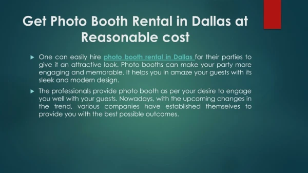 Get Photo Booth Rental in Dallas at Reasonable cost
