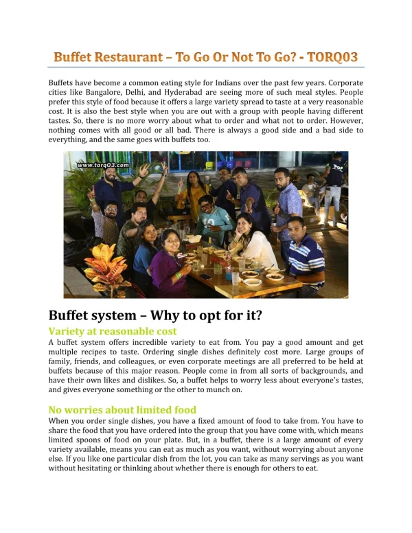 buffets have become a common eating style