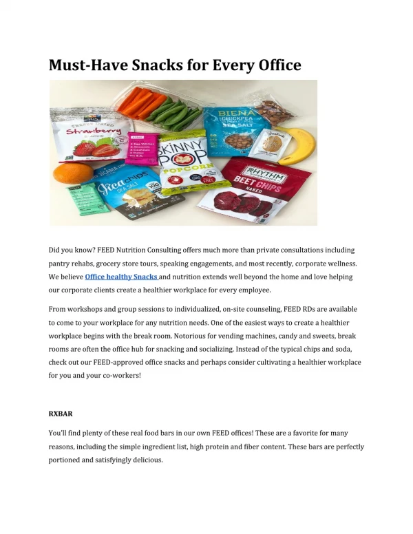 Must-Have Snacks for Every Office