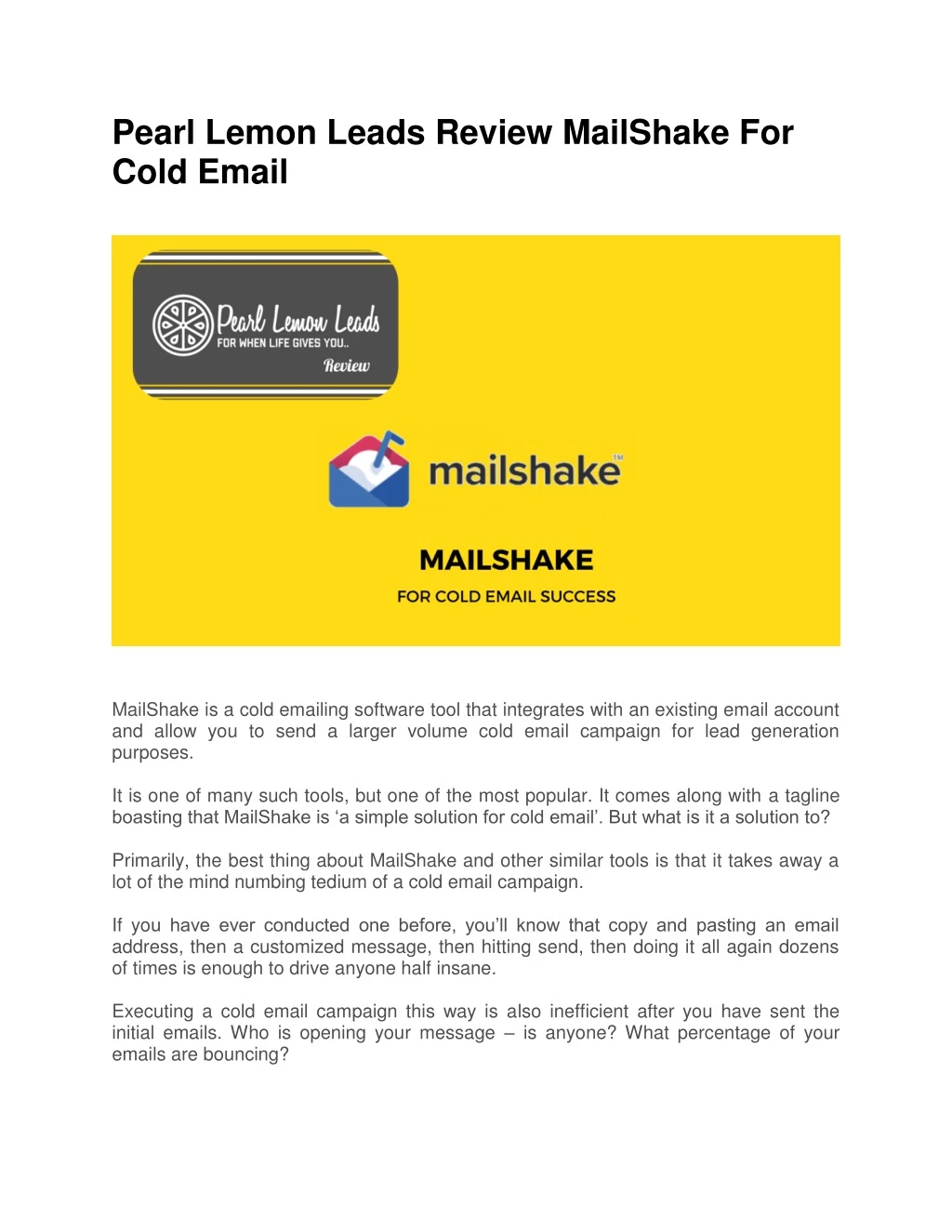 pearl lemon leads review mailshake for cold email