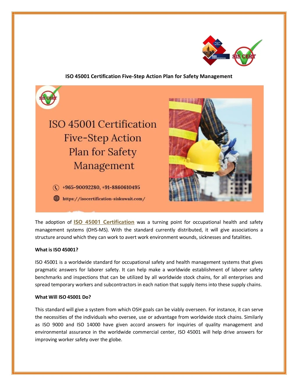 iso 45001 certification five step action plan