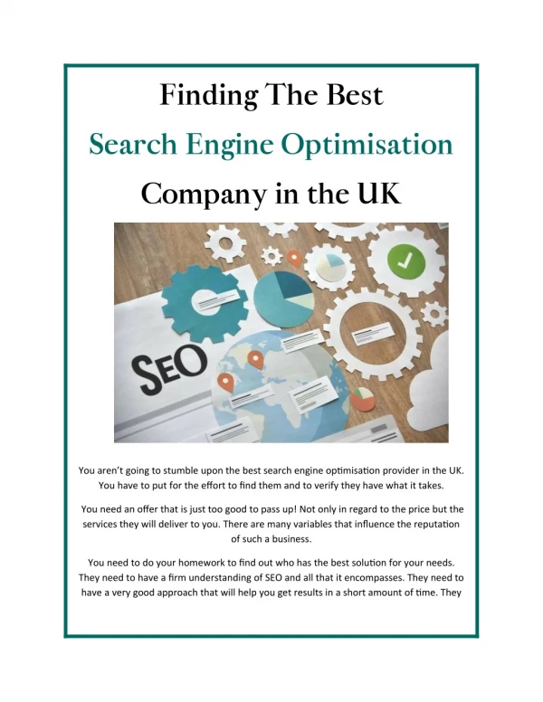 Finding the best search engine optimisation company in the uk