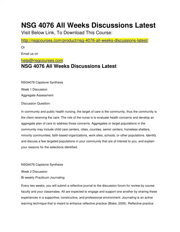 nsg 4076 all weeks discussions latest visit below