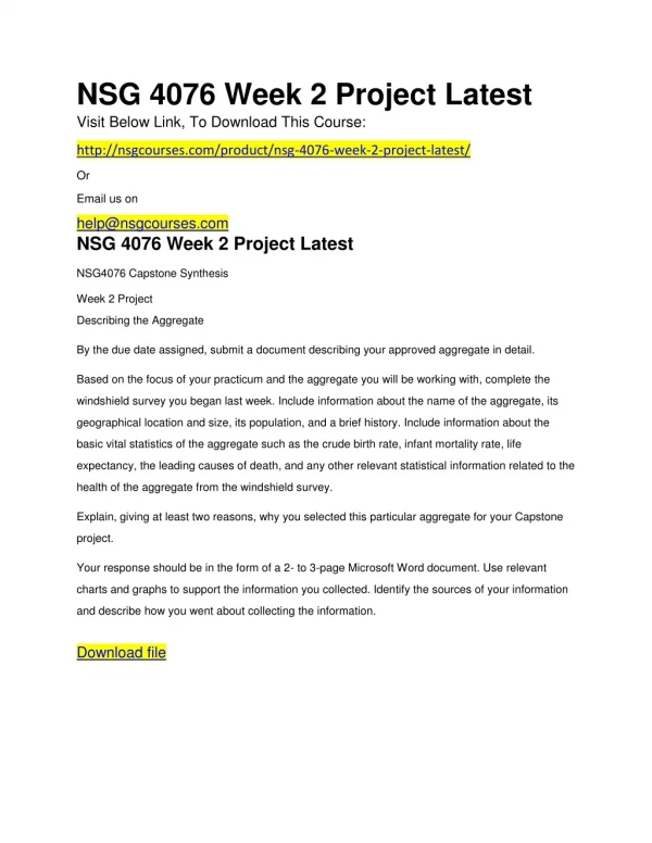 NSG 4076 Week 2 Project Latest