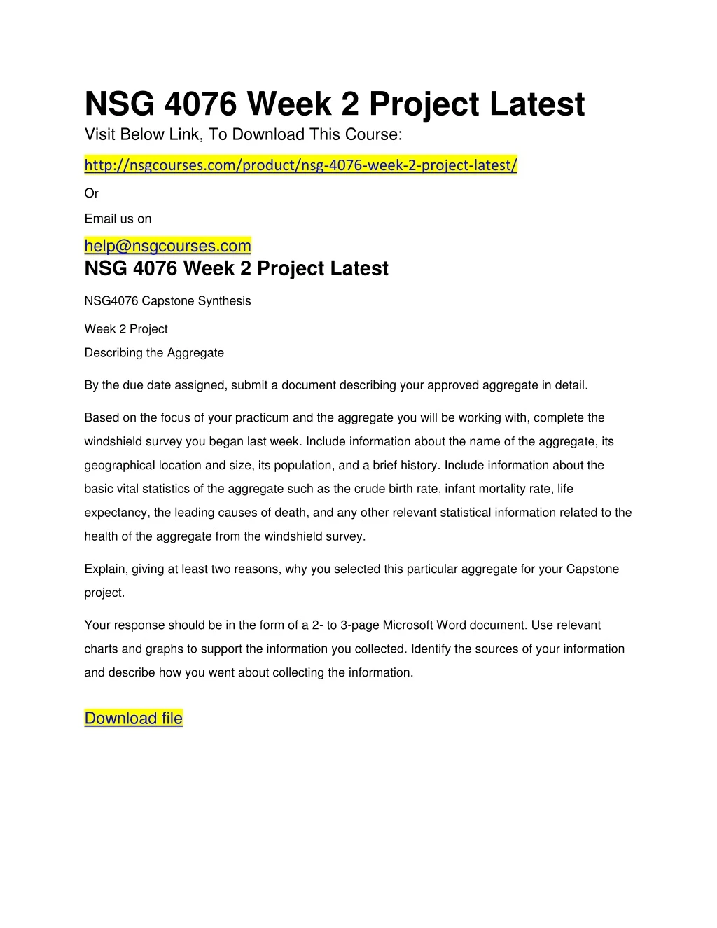 nsg 4076 week 2 project latest visit below link
