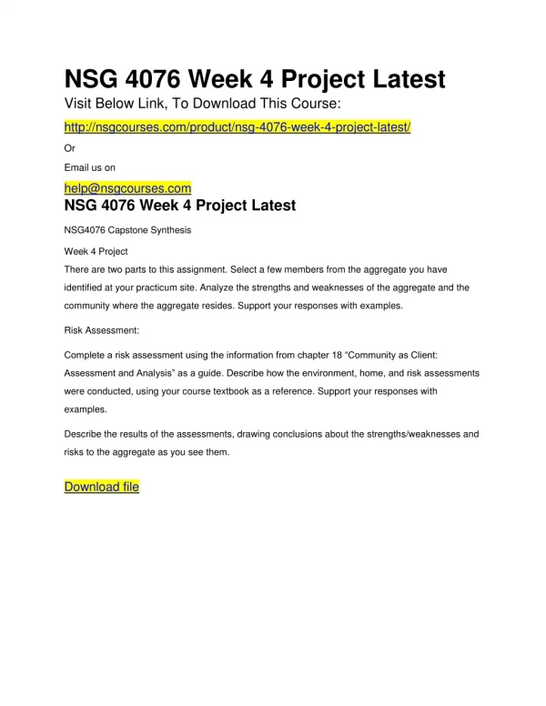 NSG 4076 Week 4 Project Latest