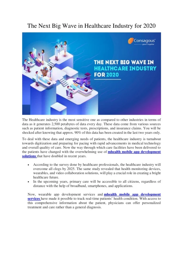 the next big wave in healthcare industry for 2020